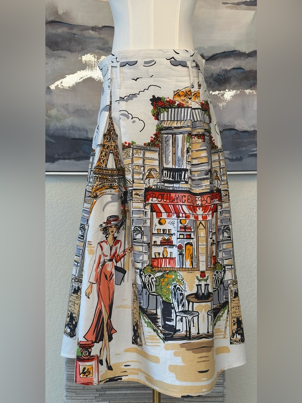 Her Destiny Paris Print 100% Cotton Paper Bag Waist Maxi Skirt Boho Travel Large